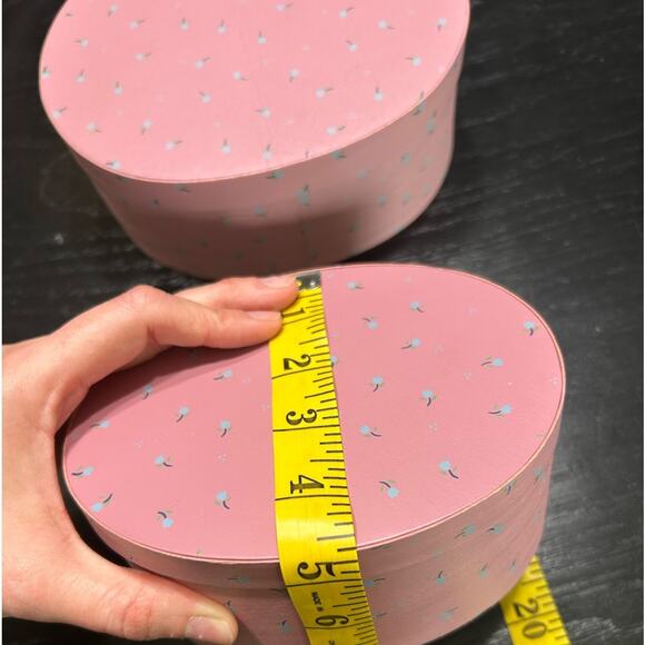 VINTAGE boxes - blush berry pink with hand painted tulips- set of 2 cottage - Picture 10 of 13